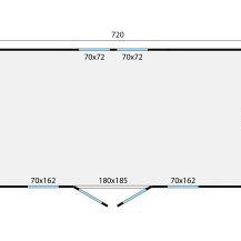 Circuswagen Dan | 19mm | vuren onbehandeld | 328 x 720 cm | excl. onderstel, deuren, en ramen