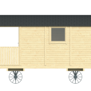 Circuswagen Paddy | 19mm | vuren onbehandeld | 480 x 240 cm | excl. onderstel