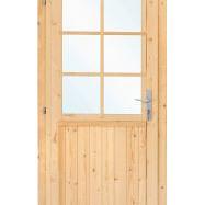 Deur enkel met raam D6 LS vuren 90,5 x 196 cm | Red Class Wood geïmpregneerd, links scharnierend