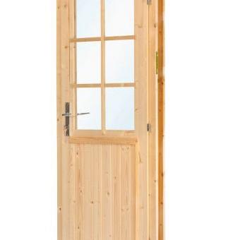 Deur enkel met raam D6 RS vuren 90,5 x 196 cm | grijs geïmpregneerd, rechts scharhierend