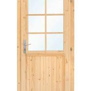 Deur enkel met raam D6 RS vuren 90,5 x 196 cm | bruin geïmpregneerd, rechts scharnierend