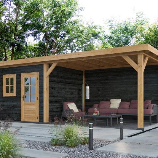 DHZ Plat dak Holten geschaafd douglas 300 x 300+390 cm zwart gespoten