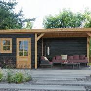 DHZ Plat dak Holten geschaafd douglas 300 x 300+390 cm zwart gespoten