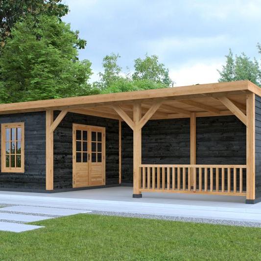 DHZ Plat dak Nijverdal Douglas 900 x 410 cm zwart geïmpregneerd