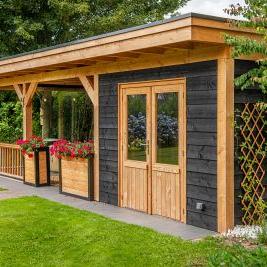 DHZ Plat dak Nijverdal Douglas 900 x 410 cm zwart geïmpregneerd