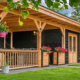 DHZ Plat dak Nijverdal Douglas 900 x 410 cm zwart geïmpregneerd