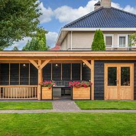 DHZ Plat dak Nijverdal Douglas 900 x 410 cm zwart geïmpregneerd