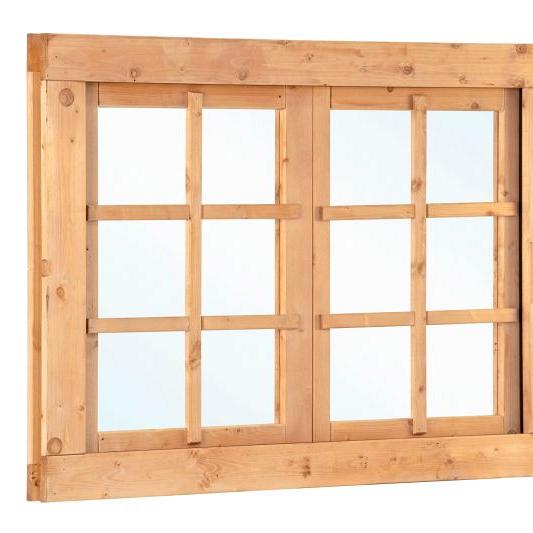 Douglas dubbel draairaam 6-ruits B1252xH900mm (buitenwerkse maat) incl. 2 soorten roedes, RVS raambe