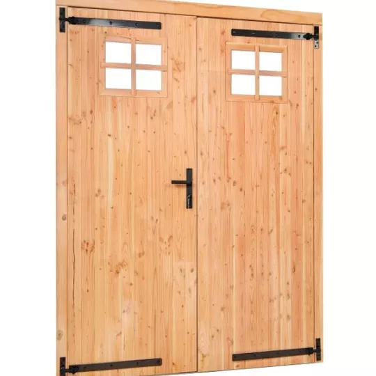 Douglas dubbele dichte deur met klein raam B185xH205 cm buitenmaat, linksdraaiend