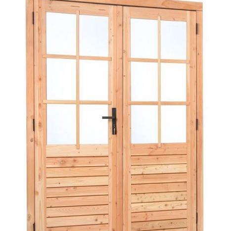 Douglas dubbele glas deur 6-ruits B185xH205 cm buitenmaat, linksdraaiend