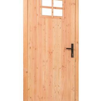 Douglas enkele klampdeur met klein raam B100xH205 cm buitenmaat, linksdraaiend