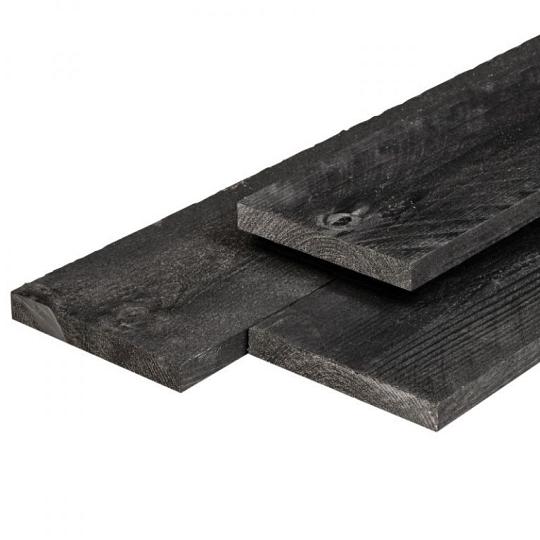 Douglas kantplank 2,2 x 20,0 x 300 cm, vers, zwart geïmpregneerd, fijnbezaagd, scherpkantig
