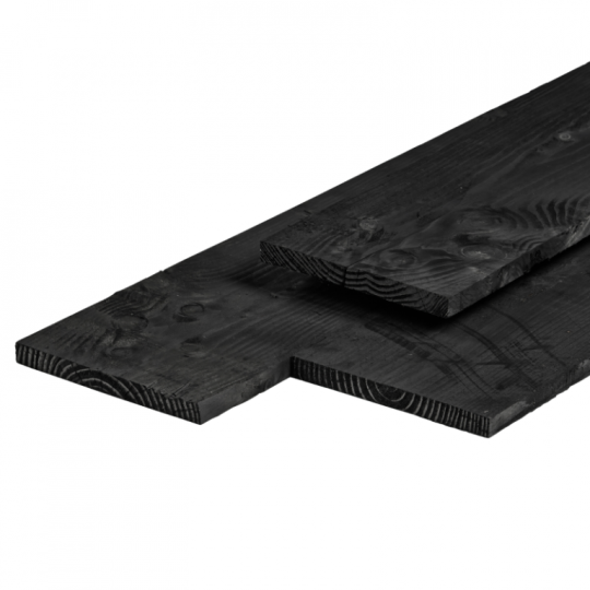Douglas kantplank 2,2 x 20,0 x 400 cm, vers, zwart gespoten, fijnbezaagd, scherpkantig