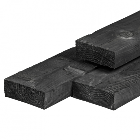 Douglas balk 5 x 15 x 300 cm, vers, zwart geïmpregneerd, fijnbezaagd en scherpkantig