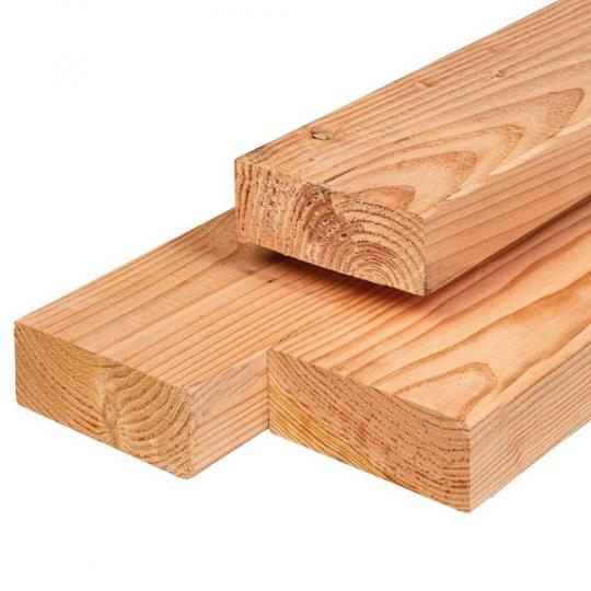Douglas balk 6,5 x 19 x 400 cm, gedroogd, geschaafd en voorzien van 4 ronde hoeken,