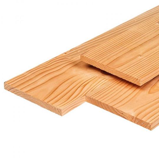 Douglas plank 1,9 x 19,0 x 500 cm, gedroogd, geschaafd, scherpkantig