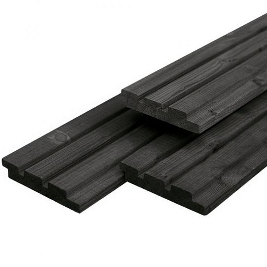 Douglas triple profiel 1,9 x 13 x 390 cm, gedroogd, zwart gespoten, geschaafd