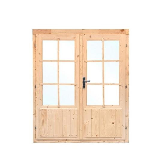 Dubbele deur + kozijn enkel glas D3 honinggeel  geïmpregneerd 159 x 190 cm binnenwerk