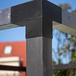 Gegalvaniseerd verbindingsstuk 3-weg hoekmodel voor vierkante palen 12 x 12 cm zwart gepoedercoat