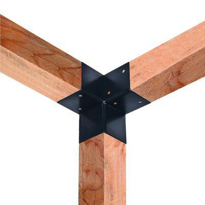 Gegalvaniseerd verbindingsstuk 3-weg hoekmodel voor vierkante palen 15 x 15 cm zwart gepoedercoat