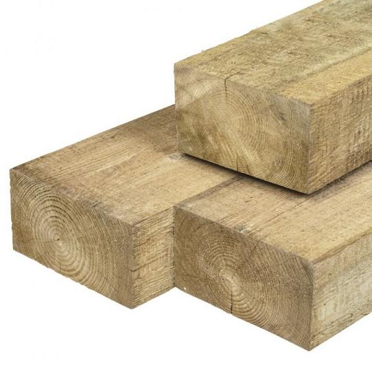 Grenen biels 12 x 22 x 260 cm, groen geïmpregneerd, fijnbezaagd, scherpkantig, A/B klasse 3, FSC