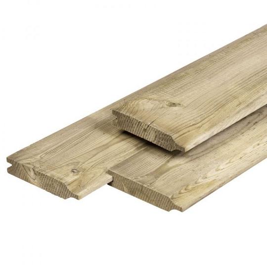 Grenen dubbel rabat 1,8 x 14 x 360 cm, vers, groen geïmpregneerd, geschaafd, PEFC