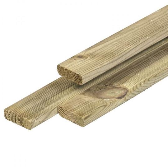 Grenen lat 1,6 x 4,5 x 180 cm gedroogd groen geïmpregneerd geschaafd 4 ronde hoeken FSC