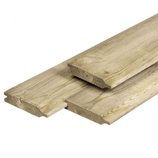 Grenen overhangend rabat 1,8 x 14,5 x 500 cm, vers, groen geïmpregneerd, geschaafd