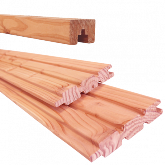 Douglas plankenscherm 2 zijdig triple profiel inclusief afdekkap, 187 x 224 cm, onbehandeld.