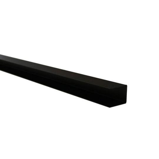 Stalen eindprofiel met structuur poedercoating t.b.v. H-gleufpaal, 3,4 x 3,7 x 200 cm, zwart RAL9005