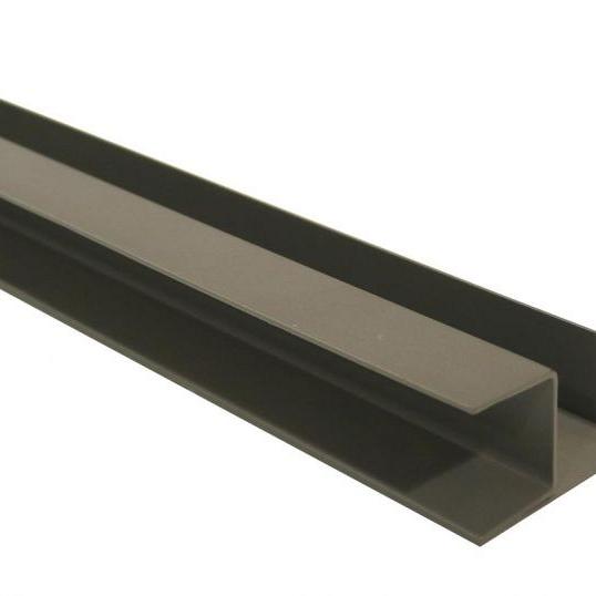 Stalen hoekprofiel met structuur poedercoating t.b.v. H-gleufpaal, 4 x 8 x 220 cm, kwartsgrijs RAL70