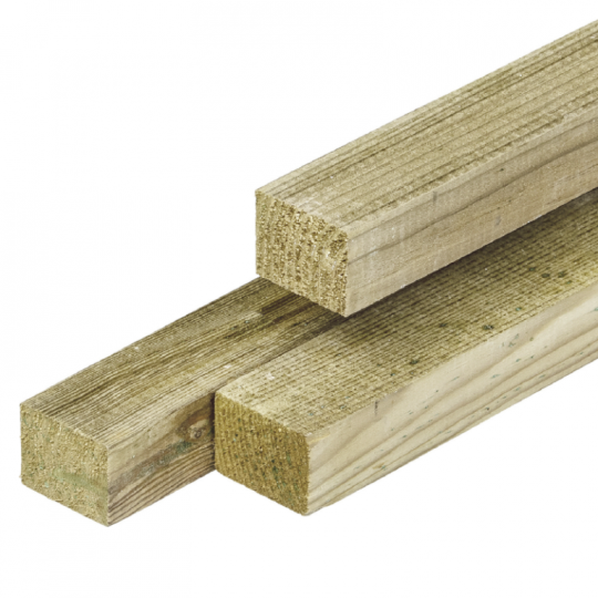 Grenen regel 2,8 x 3,6 x 180 cm, vers, groen geïmpregneerd, geschaafd, scherpkantig, PEFC