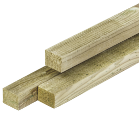 Grenen regel 2,8 x 3,6 x 180 cm, vers, groen geïmpregneerd, geschaafd, scherpkantig. Neutraal