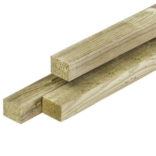 Grenen regel 2,8 x 3,6 x 180 cm, vers, groen geïmpregneerd, geschaafd, scherpkantig, FSC