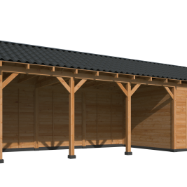 Overkapping Hamar L Type 10 Douglas gedroogd potdekselplank blank – luxe buitenverblijf met natuurli