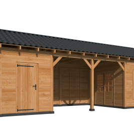 Overkapping Hamar L Type 12 Douglas gedroogd potdekselplank blank – luxe buitenverblijf met natuurli
