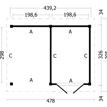 Overkapping Hamar L Type 3 Douglas gedroogd potdekselplank blank – luxe buitenverblijf met natuurlij