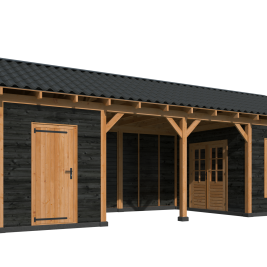 Overkapping Hamar L Type 12 Douglas gedroogd potdekselplank zwart – moderne en duurzame tuinoverkapp