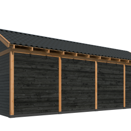 Overkapping Hamar L Type 11 Douglas gedroogd potdekselplank zwart – moderne en duurzame tuinoverkapp