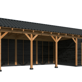 Overkapping Hamar L Type 10 Douglas gedroogd potdekselplank zwart – moderne en duurzame tuinoverkapp