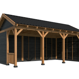 Overkapping Hamar L Type 6 Douglas gedroogd potdekselplank zwart – moderne en duurzame tuinoverkappi