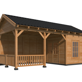 Overkapping Hamar L Type 7 Douglas gedroogd potdekselplank blank – luxe buitenverblijf met natuurlij