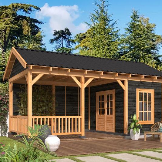 Overkapping Hamar L Type 7 Douglas gedroogd potdekselplank zwart – moderne en duurzame tuinoverkappi
