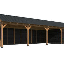 Overkapping Hamar XL Type 10 Douglas gedroogd potdekselplank zwart – ruime en luxe buitenoverkapping