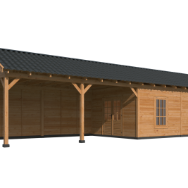Overkapping Hamar XL Type 11 Douglas gedroogd potdekselplank blank – ruime en luxe buitenoverkapping