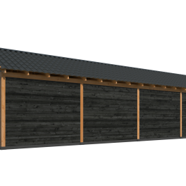 Overkapping Hamar XL Type 11 Douglas gedroogd potdekselplank zwart – ruime en luxe buitenoverkapping