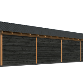 Overkapping Hamar XL Type 12 Douglas gedroogd potdekselplank zwart – ruime en luxe buitenoverkapping