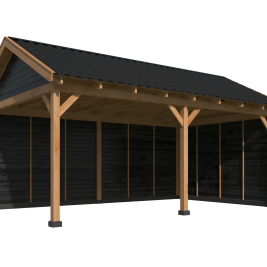 Overkapping Hamar XL Type 2 Douglas gedroogd potdekselplank zwart – ruime en luxe buitenoverkapping