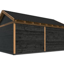 Overkapping Hamar XL Type 2 Douglas gedroogd potdekselplank zwart – ruime en luxe buitenoverkapping