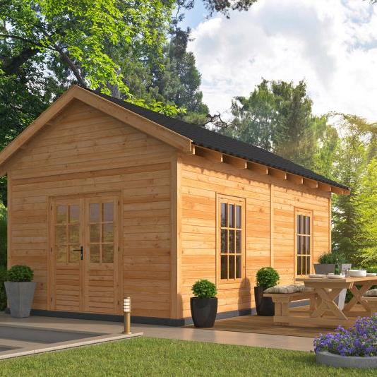 Tuinhuis Hamar XL Type 4 Douglas gedroogd potdekselplank blank – duurzaam en stijlvol buitenverblijf